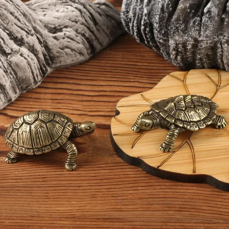 Antike Kupfer-Schildkrötenfiguren, Miniaturen, Heimdekoration, Messingornamente, Reichtum, Frieden, Langlebigkeit, Schildkröte, Tee, Haustier, Desktop-Kunsthandwerk