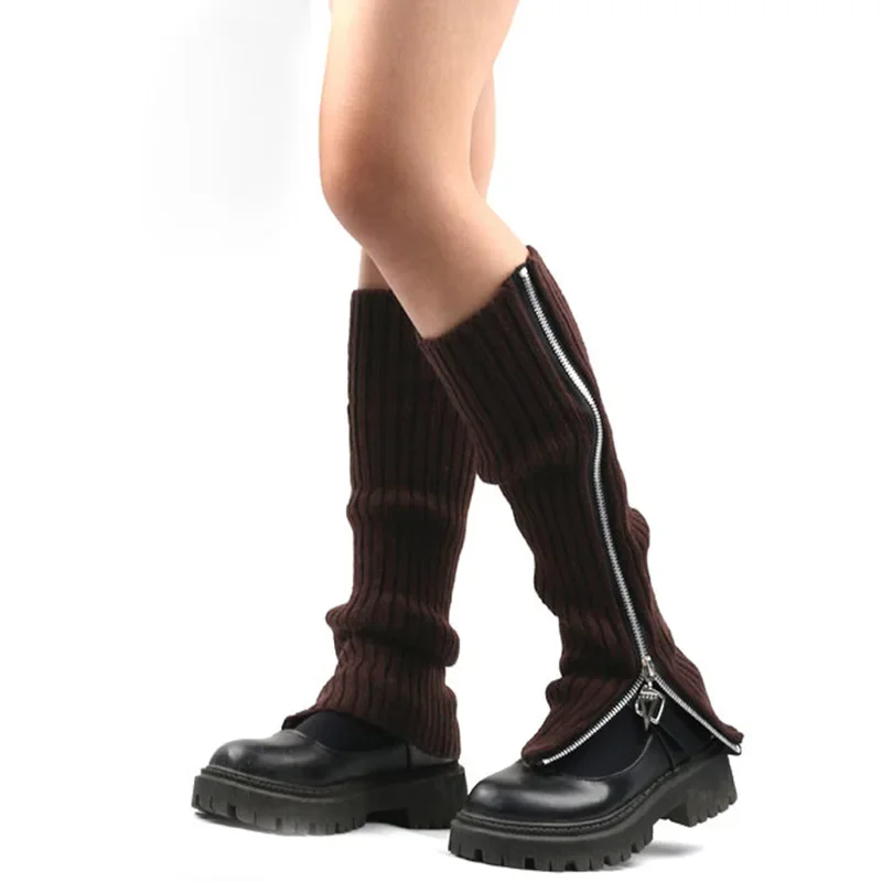 Description Picture 6 of itemWomen's Zipper Leg Warmer Punk Ankle Warmer Knee High Socks Autumn Winter JK Boot Cuff Lolita Long Socks Knitted Warm Foot Cover