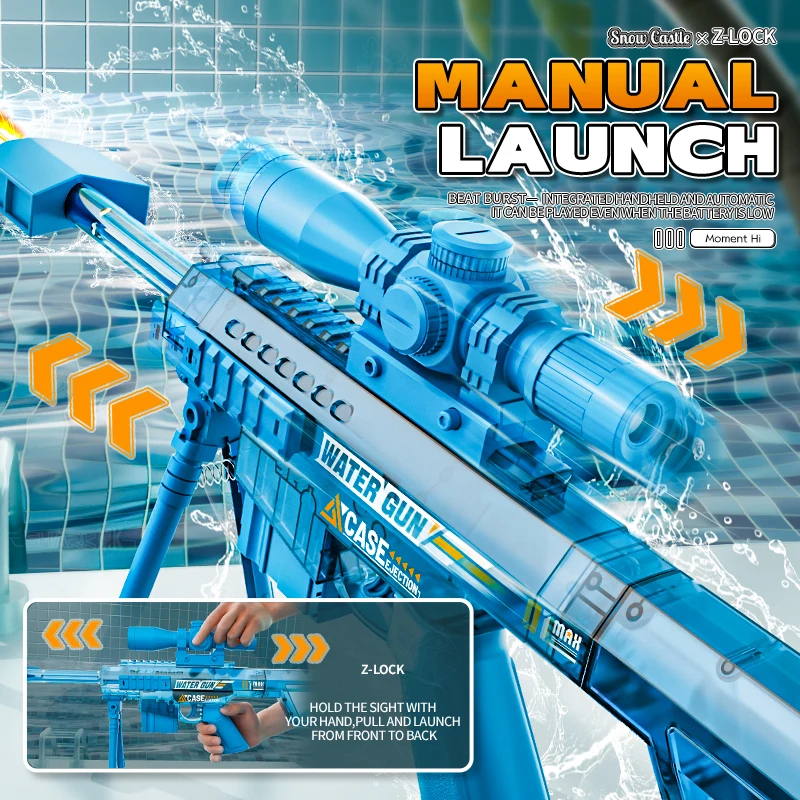 Elektrisch, handmatig, automatisch waterpistool met licht en geluid, waterpistool met groot bereik, ideaal voor strand, zwembad en andere buitenactiviteiten._voghion.com