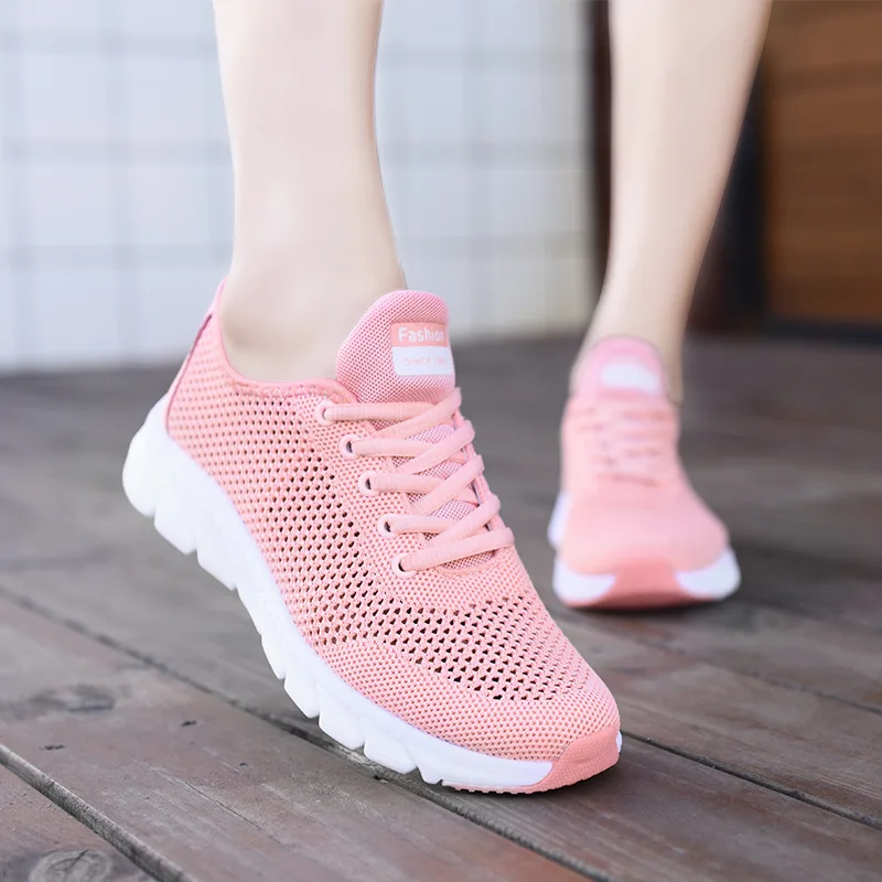 

Women Casual Shoes Fashion Breathable Walking Mesh Lace Up Flat Shoes Sneakers Women 2024 Tenis Feminino White Vulcanized Shoes