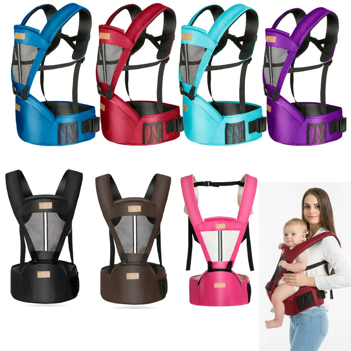 Baby hip seat Baby carrier sling Baby carrier Newborn Baby Carrier Kangaroo Toddler Sling Wrap Portable Infant Hipseat Soft Breathable Adjustable 0-36 Months