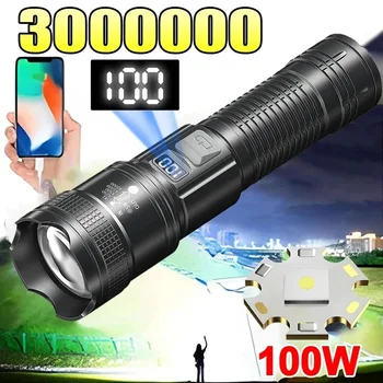 High Power 2000LM LED Flashlight Built-in Battery USB Rechargeable Strong Light Tactical Torch Outdoor Camping Hiking Lantern