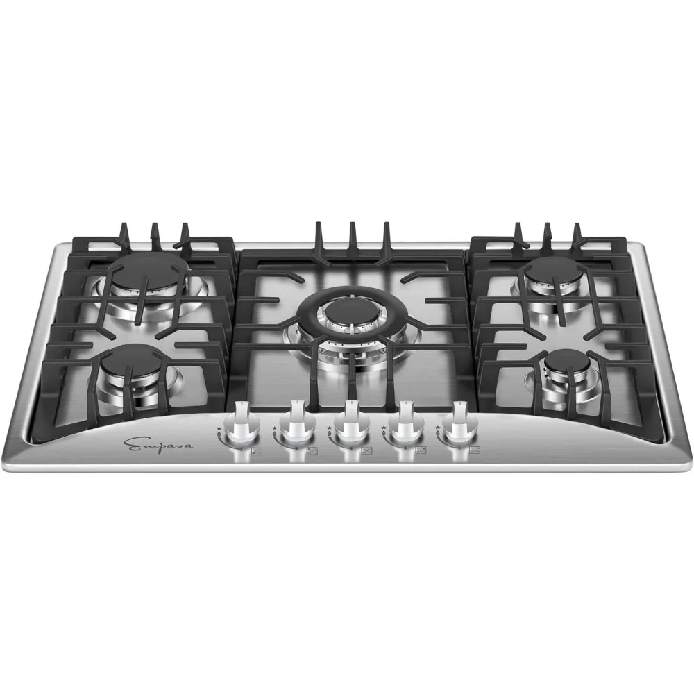 30 Inch Gas Cooktop with 5 World Class Made in Italy SABAF Burners, LPG/NG Convertible, Ideal RV Top Stoves for Kitchen