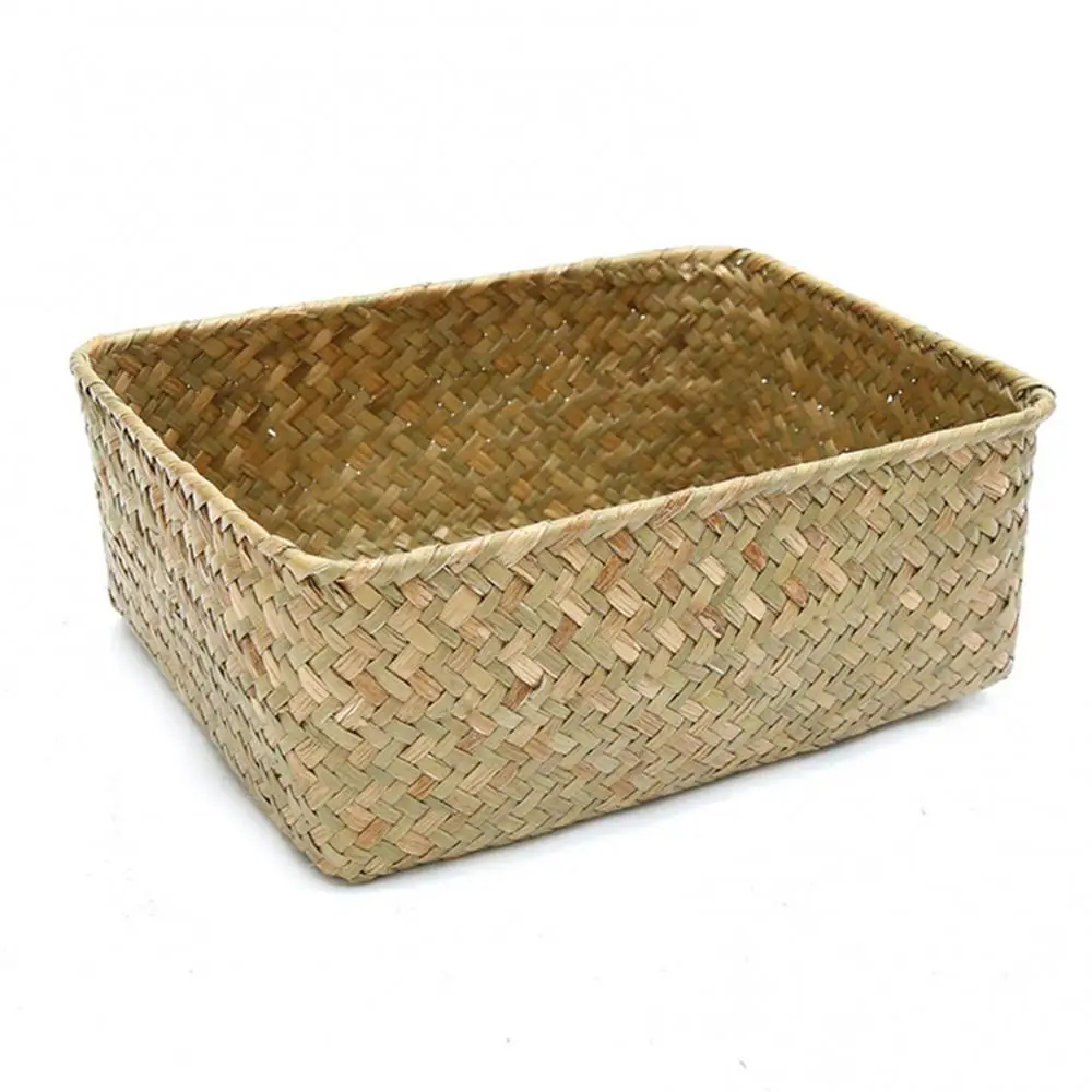 Fijn Vakmanschap Handgemaakt Rietje Gedroogde Bloem Fruitpot Mand Rotan Doos Snoep Oortelefoon Organizer Sundries Opslag Home Decor