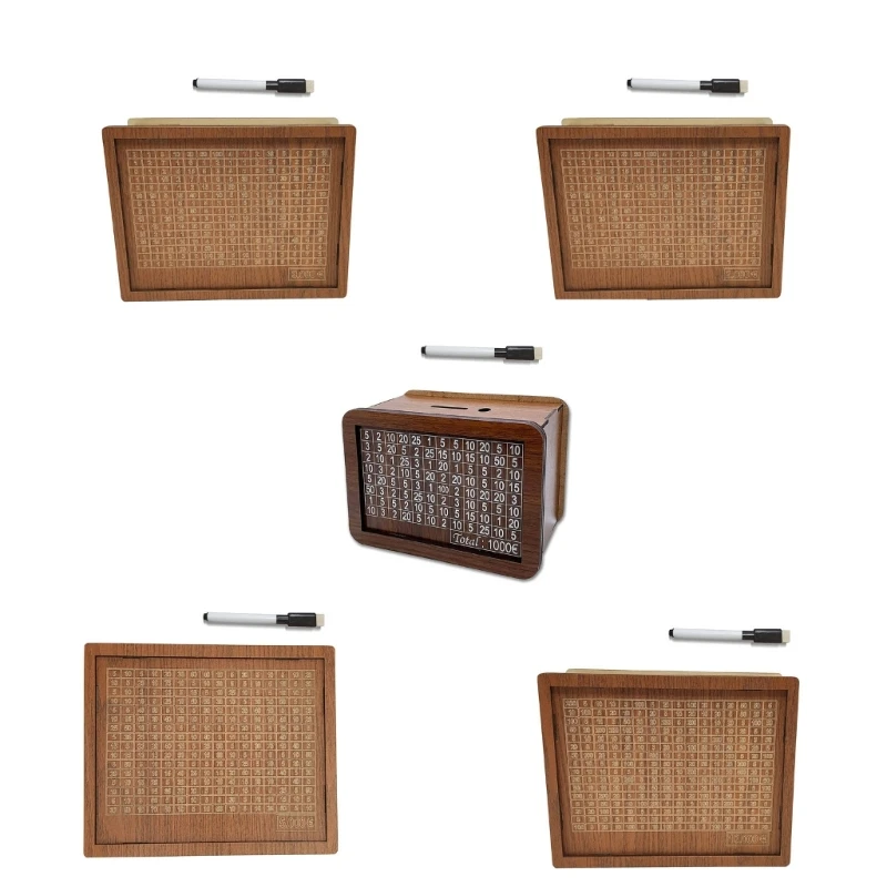 

Wooden Money Box with Saving Money Goal Counter Reusable Home Use Coin Tray