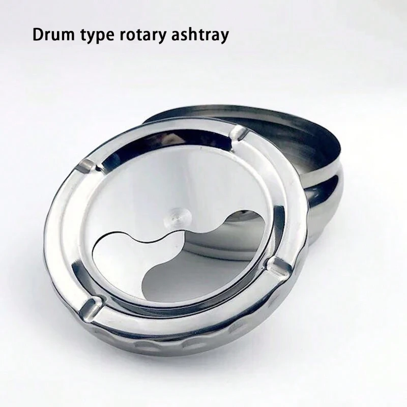 European stainless steel ashtray with cover home automatic extinguishing living room bedroom round smoke cup large anti-fall