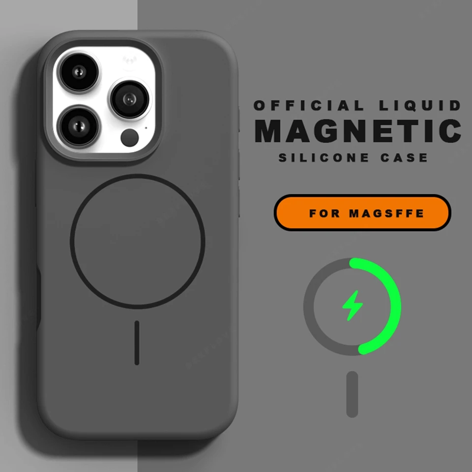 Official Magnetic Liquid Silicone Phone Case with MagSafe Charge Protector - Soft Cover