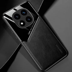 Leather Texture Case with Car Magnetic Suction Holder - Premium Cover and Protector for Redmi Note 15 5G (Black)