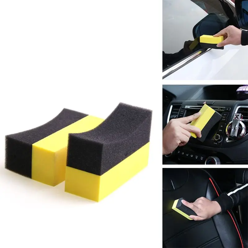 

090E 6Pcs Tire Dressing Applicator Pad Gloss Color Polishing Sponge Wax