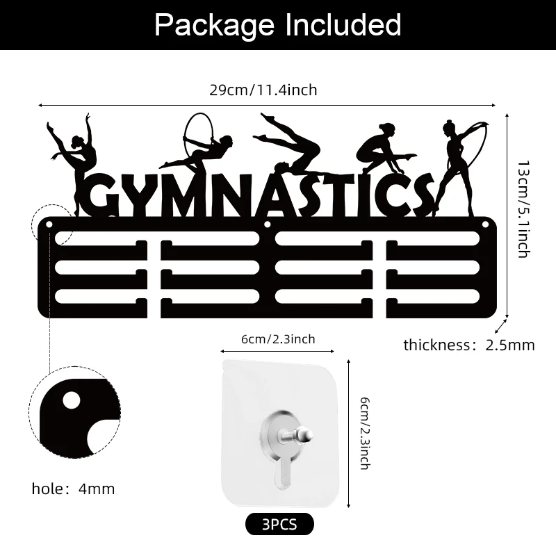 1 piece/Acrylic material medal display stand/Gymnastics pattern honor medal stand/Sports commemorative plaque/Wall storage 2