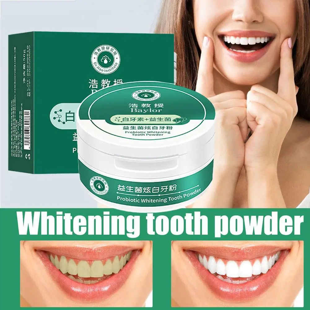 

Teeth Whitening Remove Tooth Stains Yellow Bad Breath Bright White Remove Calculus Fresh Breath 50g Probiotic Tooth Powder