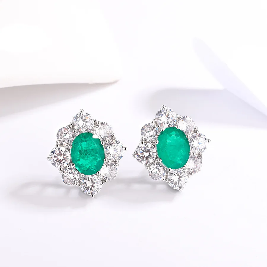 Ruzzallati New Fashion Paraiba Tourmaline Emerald Orecchini Ladies Luxury 925 Silver Ear Stud Eleganti Gioielli Da Festa Vintage