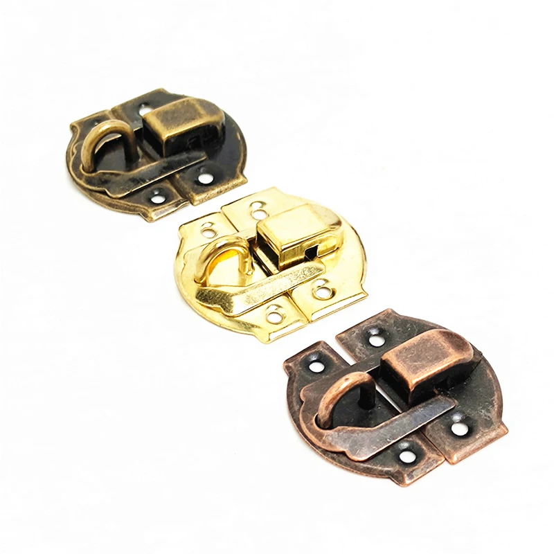 14/24pcs/Lot Vintage Box Hasps Metal Hardware Furniture Wooden Box Bag Decorative Latch Clasps Lock Padlock Hasp With Screws