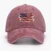 American Flag Print Washed Baseball Hat, The Stars and Stripes Mesh Hat Sun Visor Adjustable Buckle Lightweight Adjustable Strap 2