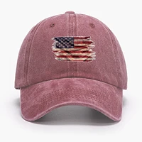 American Flag Print Washed Baseball Hat, The Stars and Stripes Mesh Hat Sun Visor Adjustable Buckle Lightweight Adjustable Strap 2