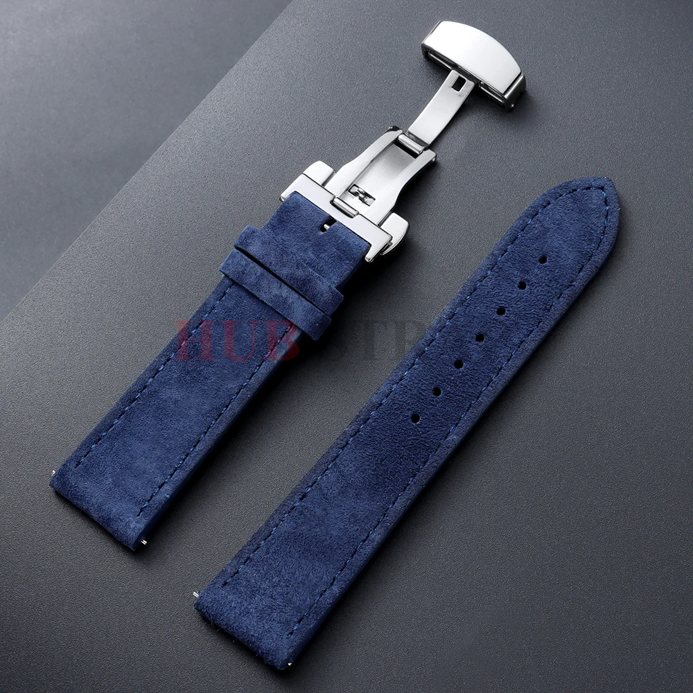 18mm 19mm 20mm 22mm Vintage Wildleder-Rindsleder-Uhrenarmband für Omega für Seiko mit Butterfly-Verschluss Armband für Herren Damen Sportarmband – Detail 15
