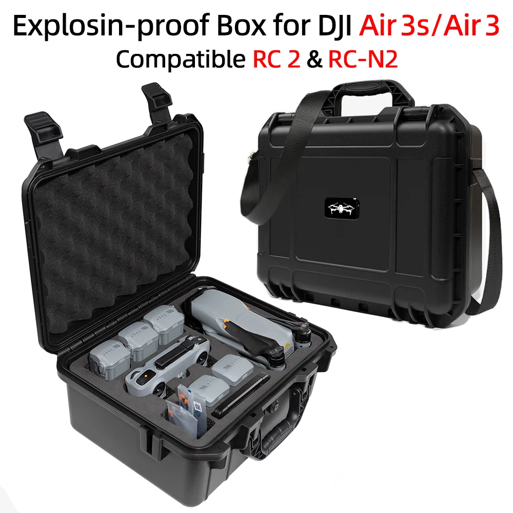Explosion-Proof Safety Box For DJI AIR 3S/3 Storage Bag Water-Proof Portable Hard Shell Case Carrying Box For RC-N2/RC 2 Newest