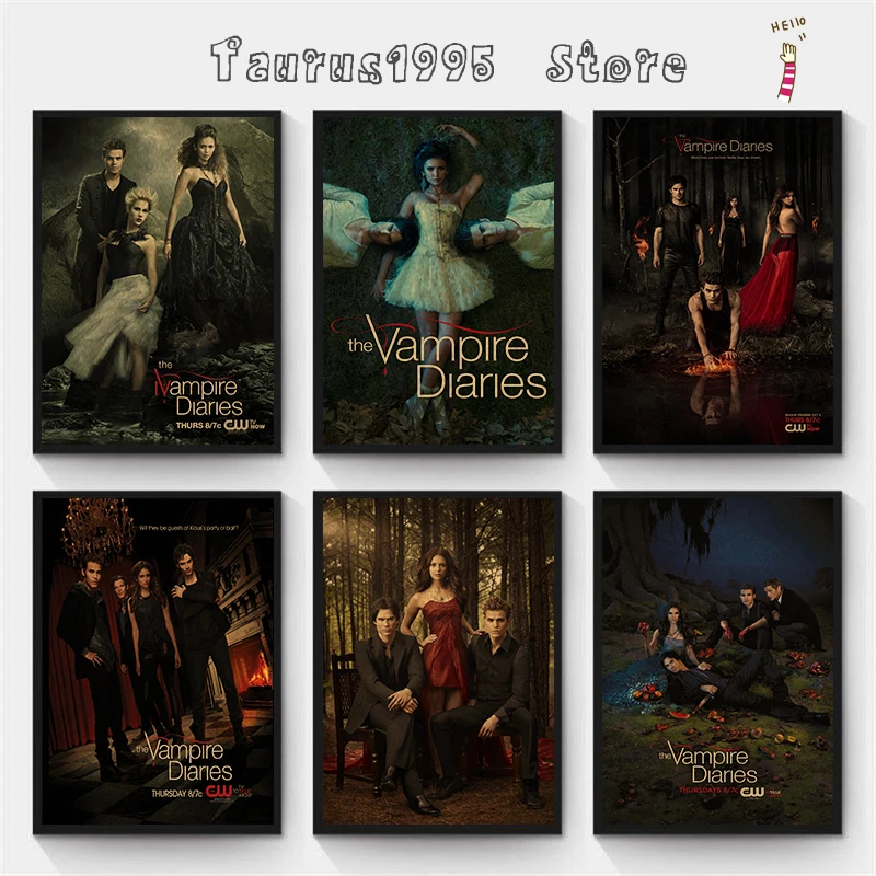 The Vampire Diaries Classic Movie Poster Retro Kraft Paper Sticker Diy Room Bar Cafe Estetica Art Wall Painting