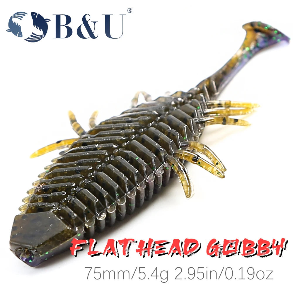 B & U Flathead Gobby Esche Morbide Per La Pesca Esche Artificiali Verme Da Pesca Silicone Bass Pike Minnow Swimbait Jigging Esche In Plastica