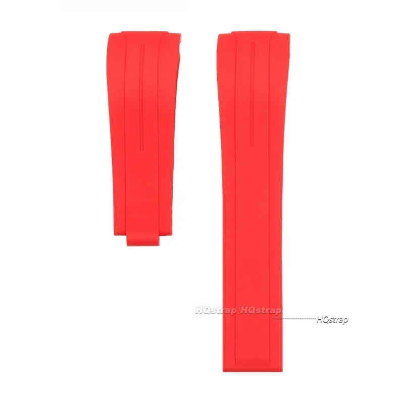 Waterproof Silicone Sport Watch Strap with Curved Ends and Folding Buckle