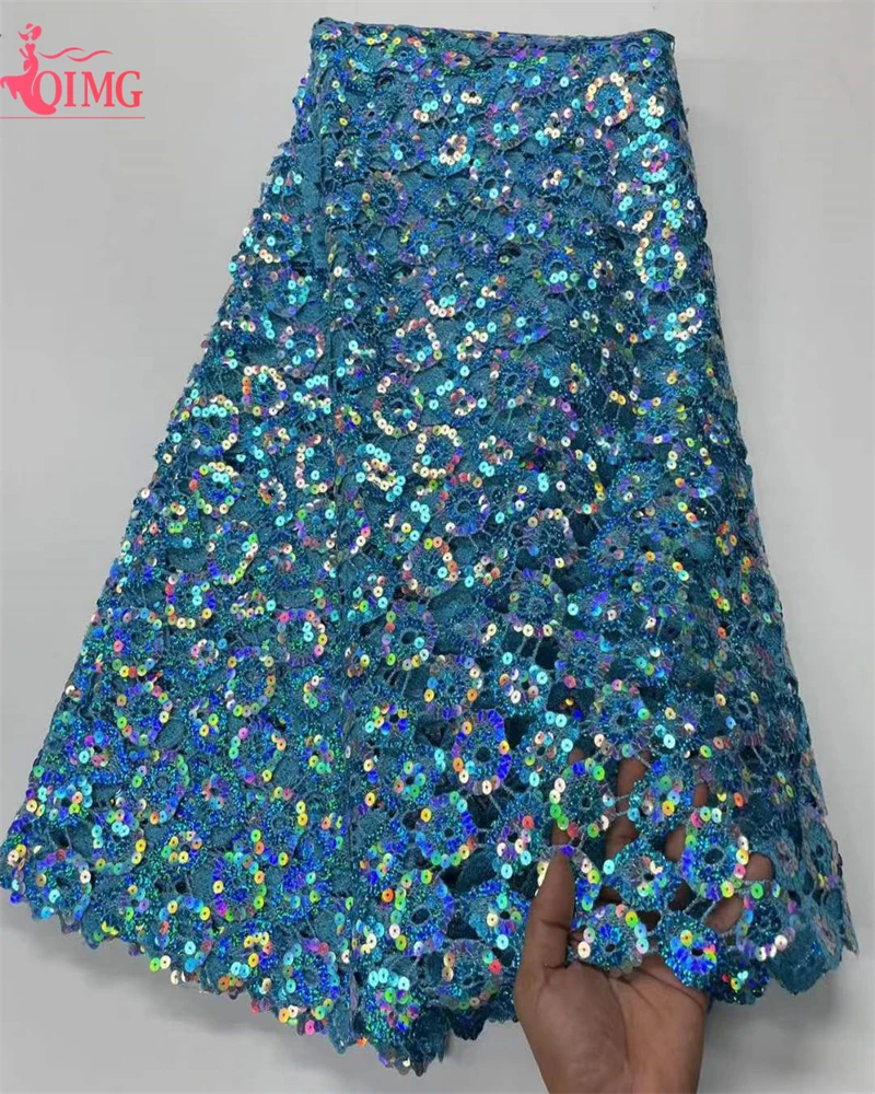 

OIMG 2023 High Quality African Milk Silk Lace Fabric 2023 Sequins French Guipure Cord Nigerian Mesh Fabric For Women Dress