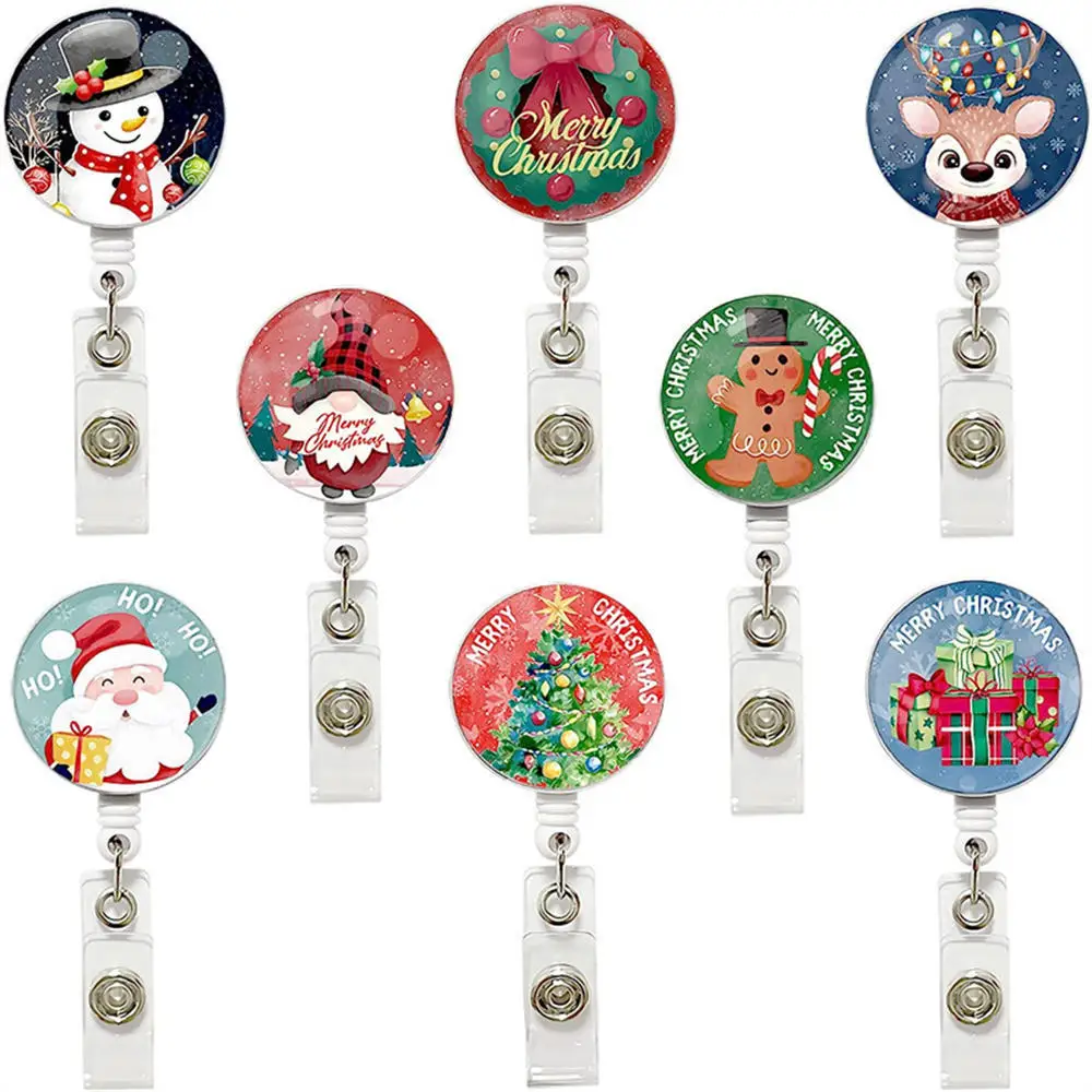 Christmas Acrylic Glitter Nurse Badge Reel Clip Holder Retractable  Telescopic Buckle ID Card Holder Xmas Teacher Decoration Gift - AliExpress