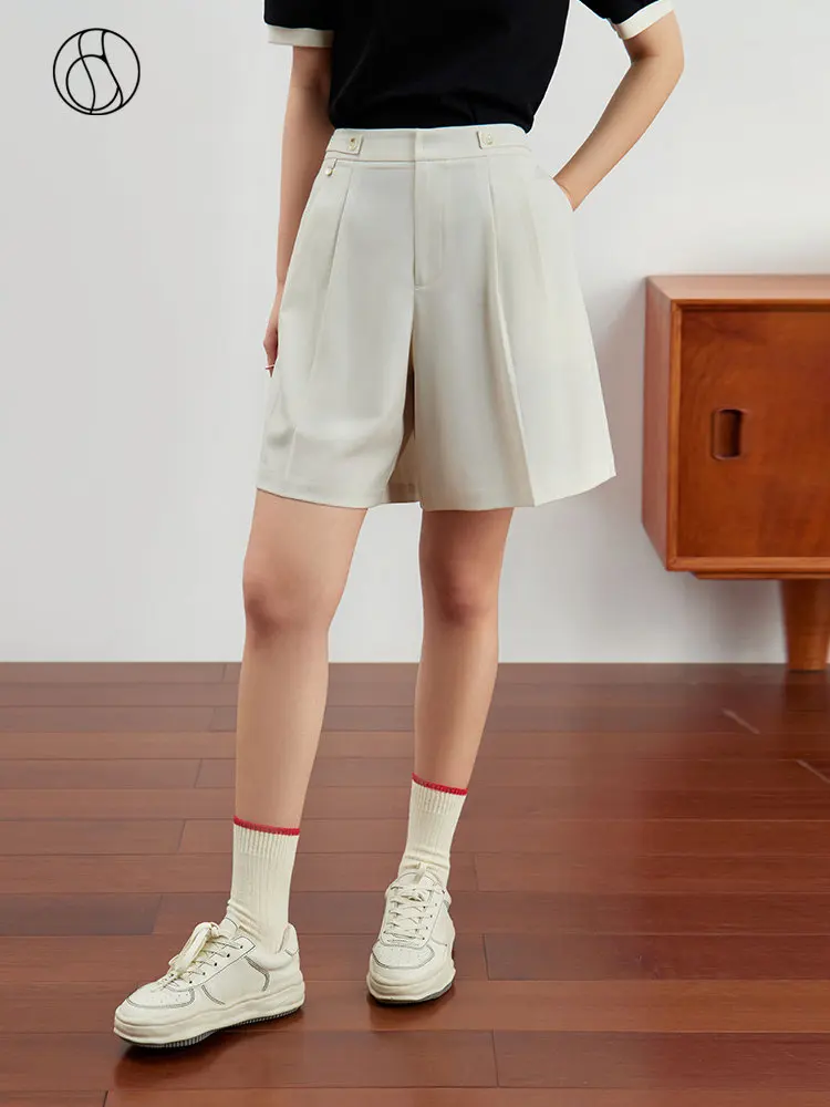 

DUSHU Casual Loose Fitting Wide Leg Bermuda Shorts For Summer 2023 New High Waisted White Women Casual Loose Shorts