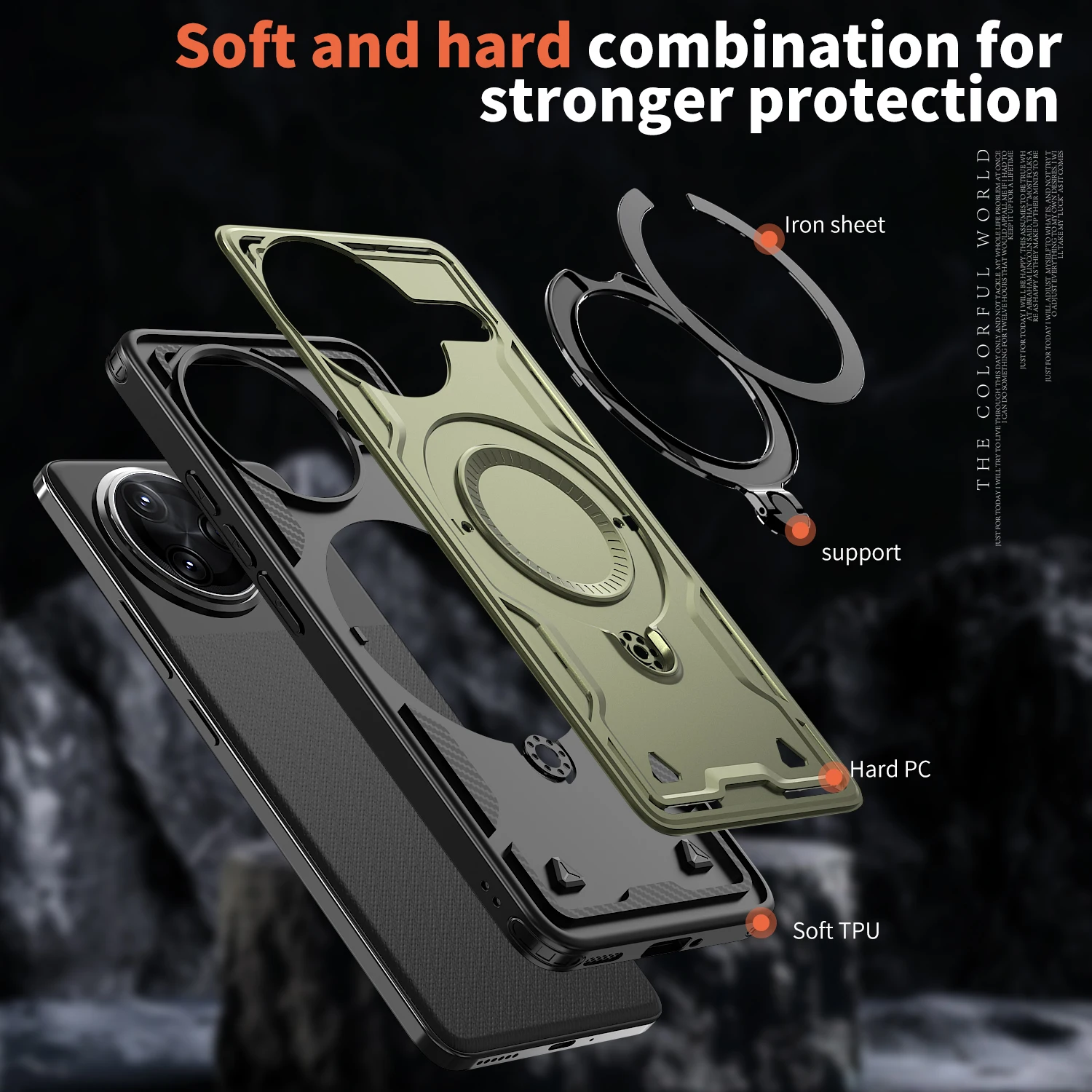 Magnetic Armor Bracket Case with Foldable Stand and Magsafe Compatibility