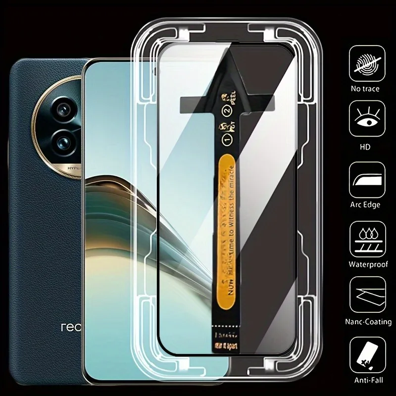 2 Stück gehärtetes Glas, geeignet für Realme 14 13 Pro Plus, automatische Staubentfernung, Displayschutzfolie für Realme 11 12 Pro Plus Film