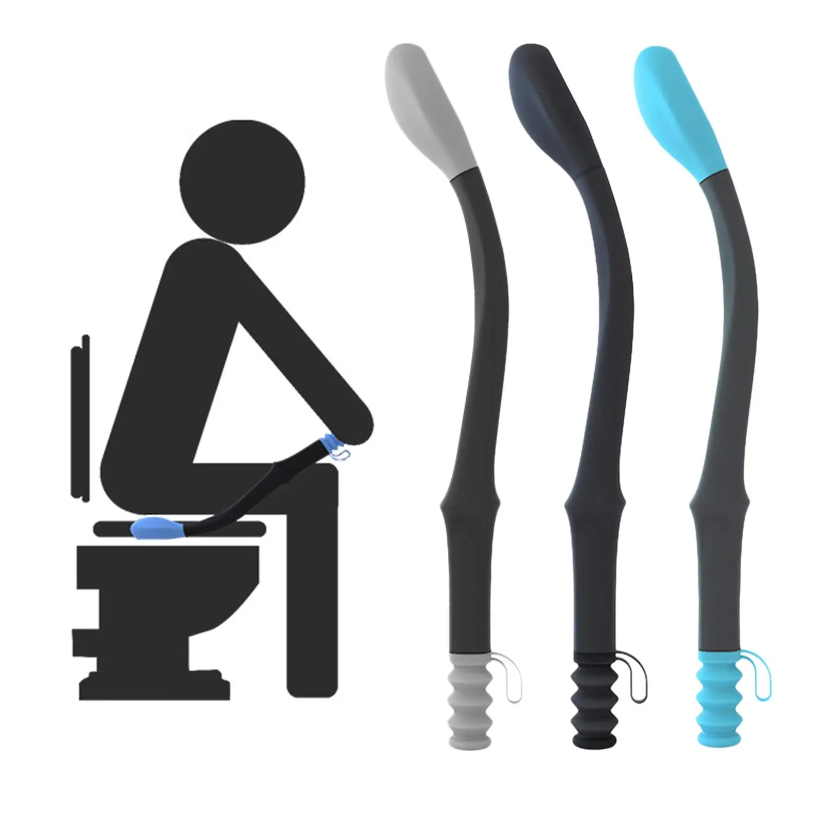 Toilet Aids for Wiping Bathroom Wipe Assistance Bottom Long Handle Reach Comfort Wiper Self Wipe Assist Holder Toilet Paper Grip