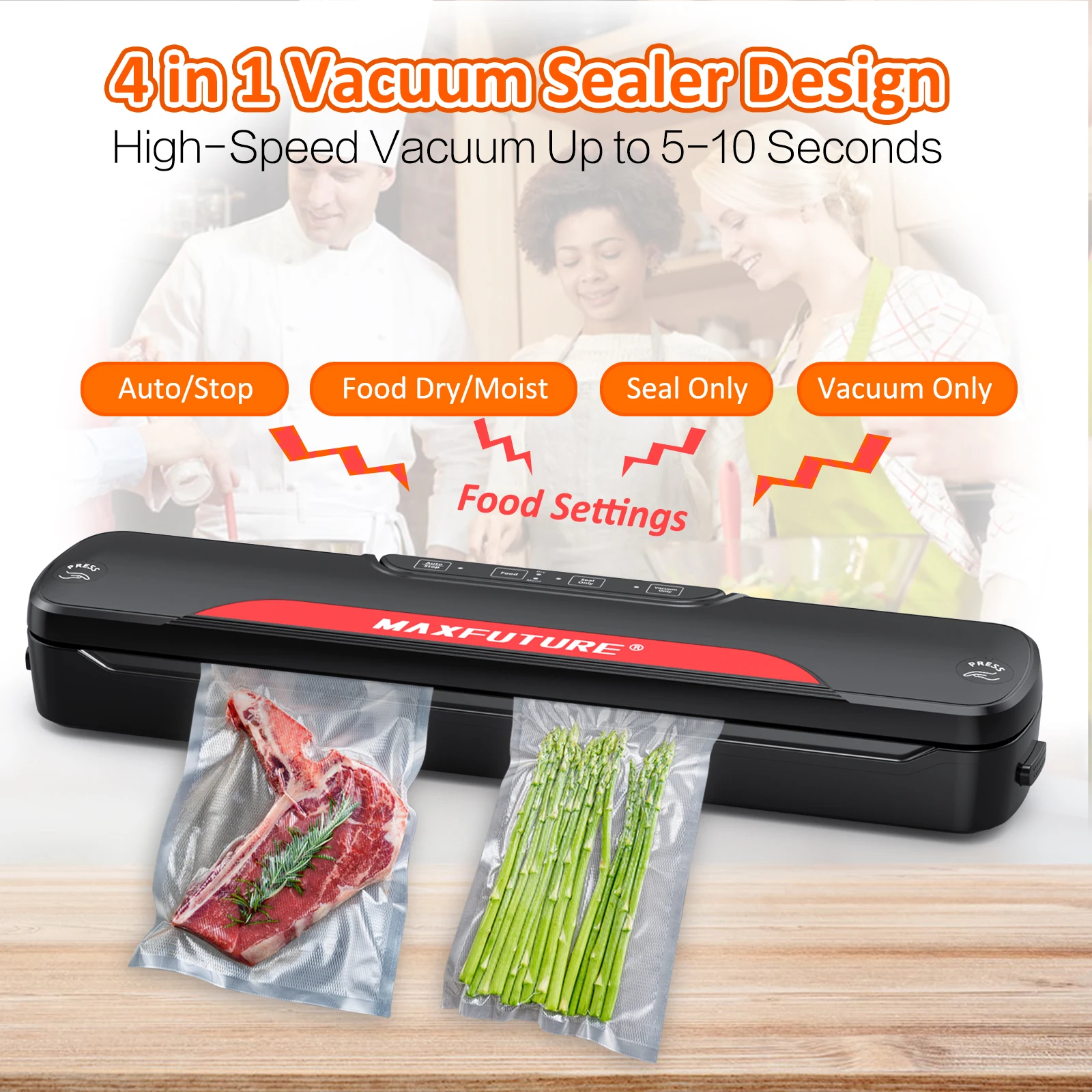 Commercial Vacuum Sealer Machine Seal a Meal Food System Sealing Machine  60KPA Food Sealing Machine, Free 10 food bags, Easy to Clean, Simple to