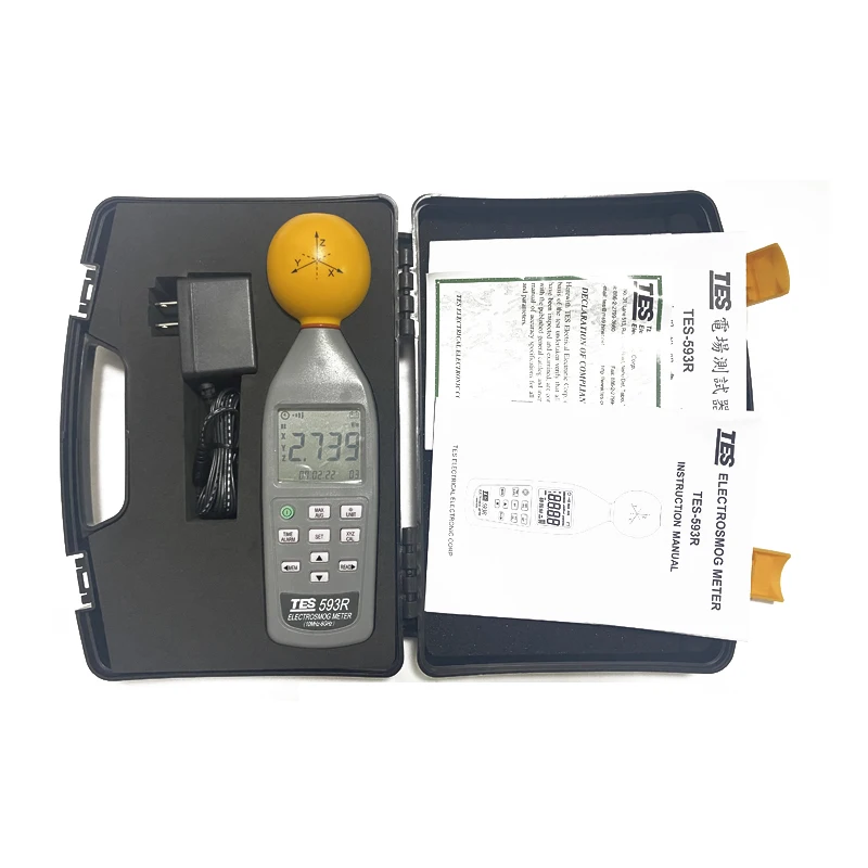 100% Original New TES-593 EMF Meter Triaxial Data Logger The Electromagnetic Radiation Detector + ping radiation detector,emf meter tester