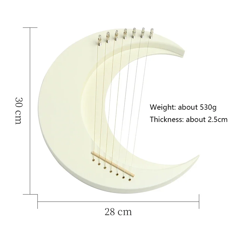 Crescent Moon Lyre Harp 7 Strings Portable Lyra Harp Piano Mini Stringed Musical Instrument Instructions Tuning Wrench