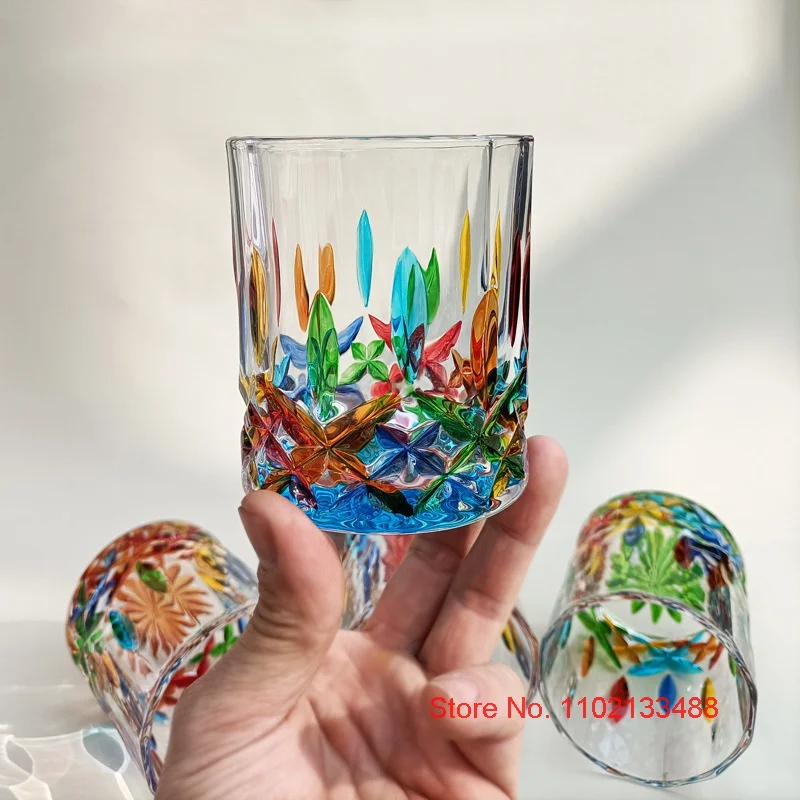 Designer Cup Colorful Jewelry Whiskey Glass Vintage Italian Collection Art Wineglass Venice Enamel Whisky Tumbler Brandy Snifter