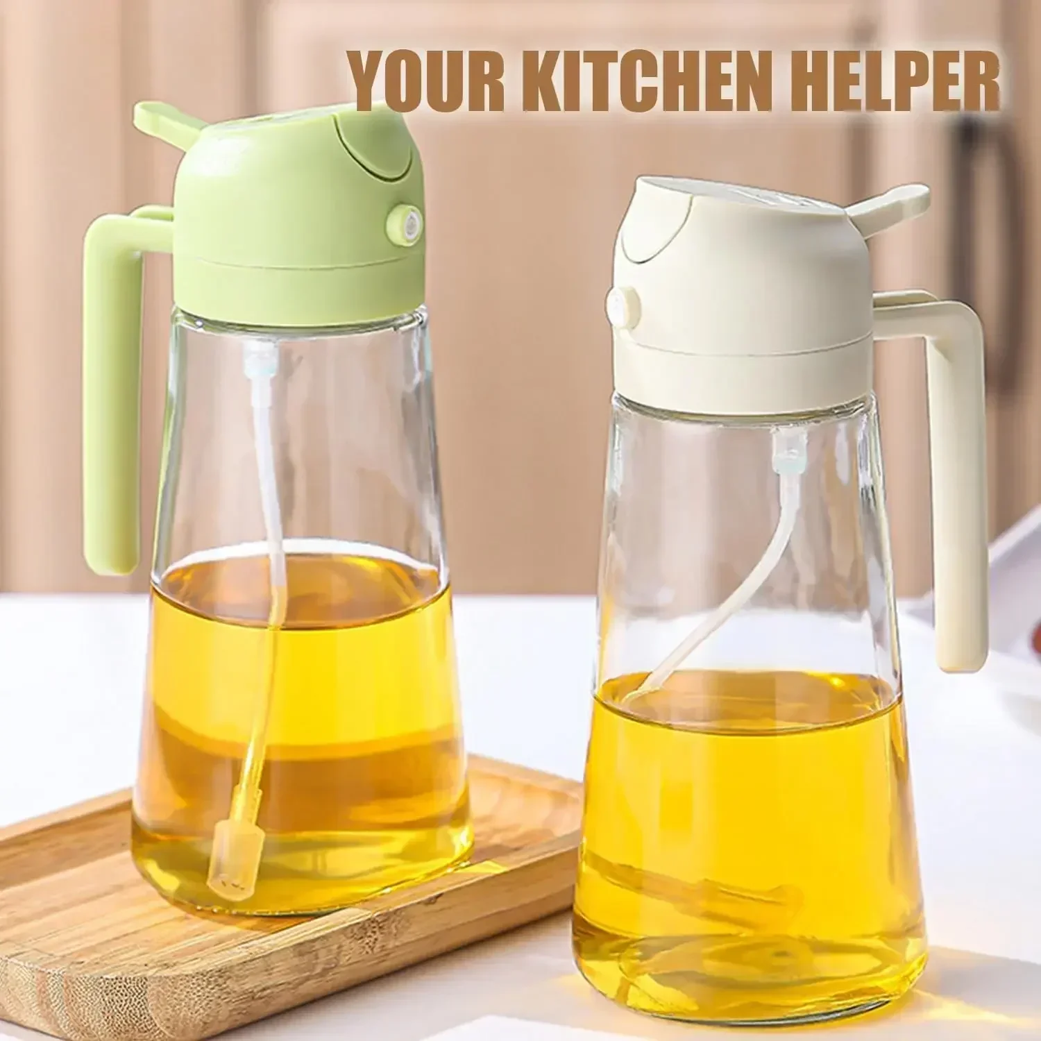 Description Picture 3 of itemGlass Oil Bottle 2in1 Oil Spray Oil Polisher Kitchen Cooking Oils Dispenser Seasoning Container Cruet for Camping BBQ Baking