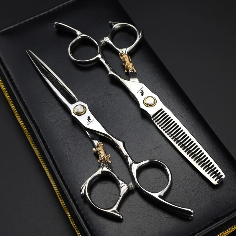 Nepurlson 6 Inch Original Tiger Professional Hair Cutting Scissors Thinning Barber Scissors Set Salon Hairdressing Scissors