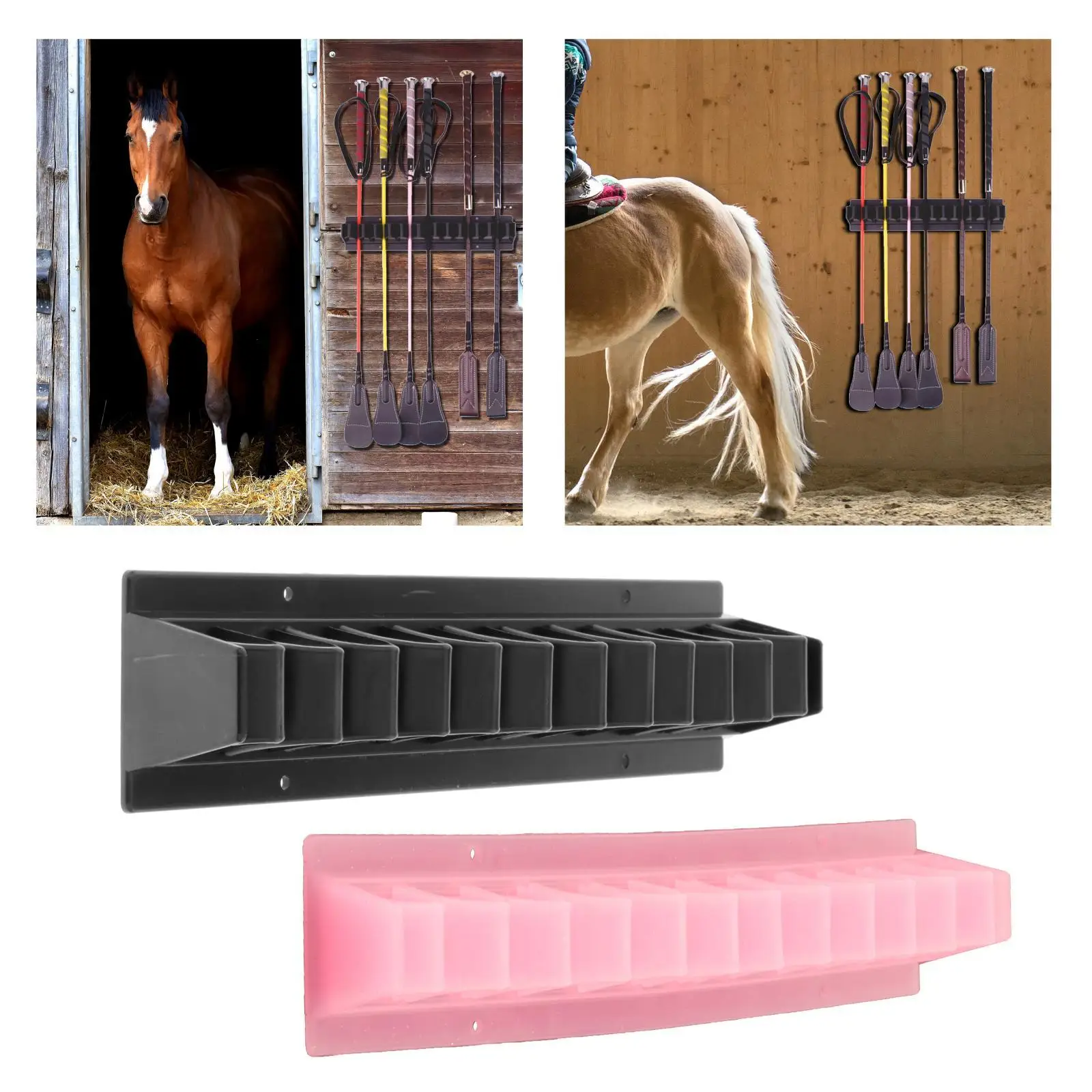 Equestrian Whip Holder - Wall-Mounted Horse Whip Display Rack, Durable