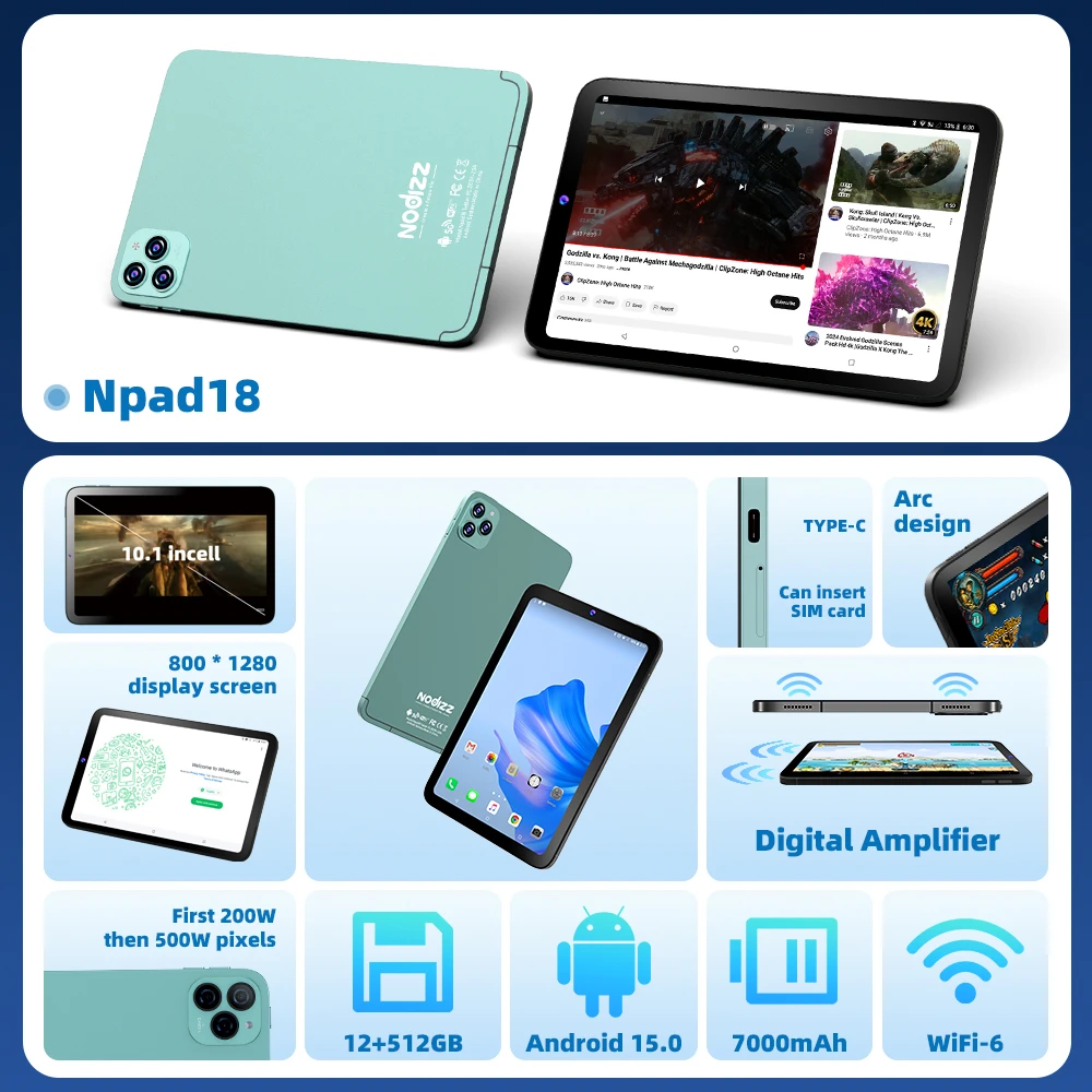 5G Tablet iPad 18 Pro 10.1Inch Tablet 12GB+512GB Android 15 System Dual SIM Cards And Dual Cameras 7000mAh Battery Tablet PC 2