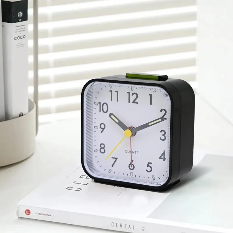 2025 NEW Simple Night Light Small Alarm Clock, Bedside Desktop with Snooze Function Household Creative Plastic Quartz Clock 5
