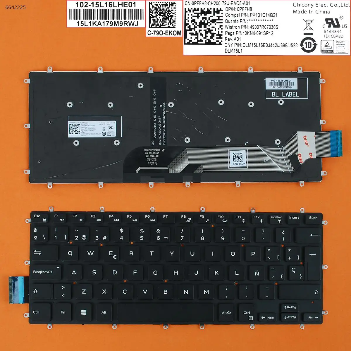 SP Laptop Keyboard for DELL Inspiron Gaming 14 7466 BLACK Backlit