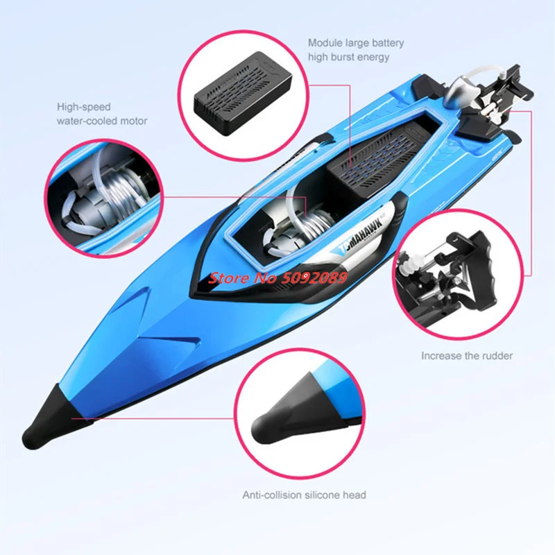 70KM/H High Speed 50CM Big 200M Remote Control Ship Boat Rowing Waterproof Capsize Reset RC Racing Boat Speedboat Add Carry Bag 4