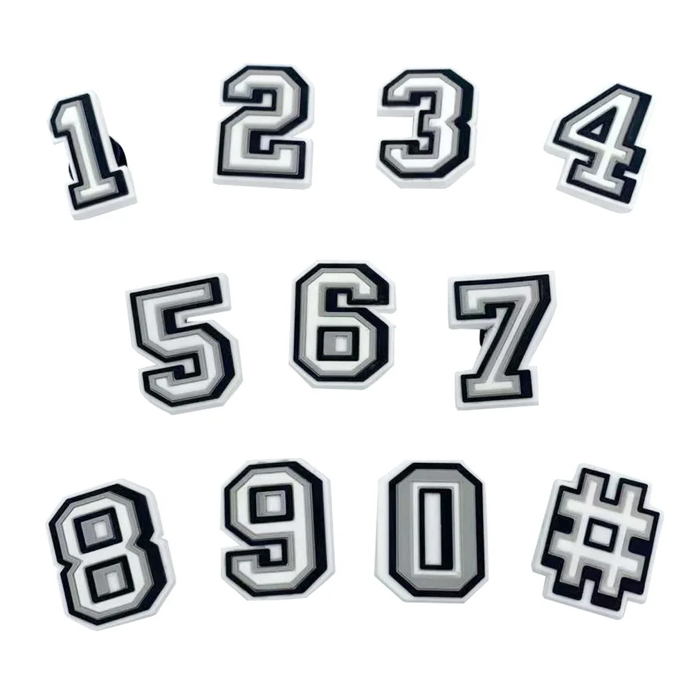

Black White Number Shoe Buckle DIY Slippers Accessories Souvenir Wholesale Available Sale Cartoons Decorations Kids Party Gifts