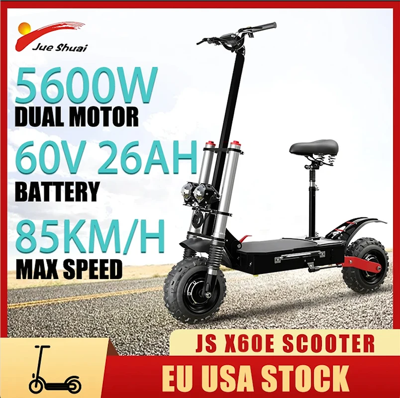 

X60 Kick Electric Scooter for Adult 5600W Dual Motor 60V 26AH Battery E Scooter 85KM/H Speed 100KM 11 Inch Wheel Folding Design