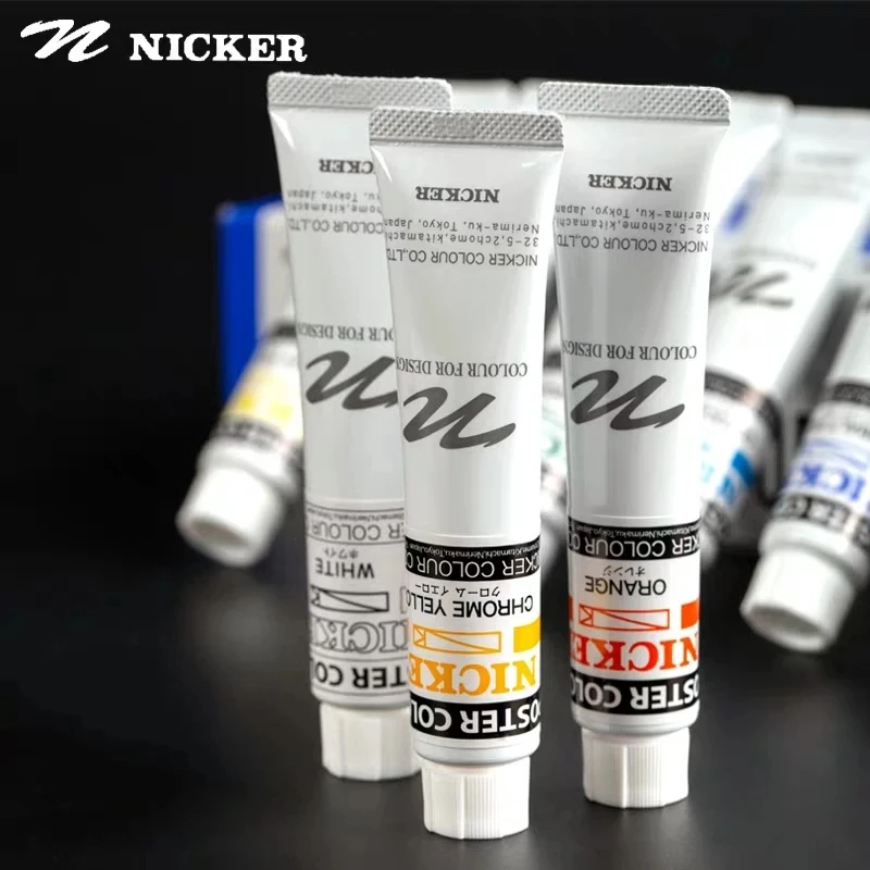 Japan NICKER POSTER Opaque Watercolor Paint 40ml Single Bottle Master  Advertising Design Gouache Paint Art Supplies