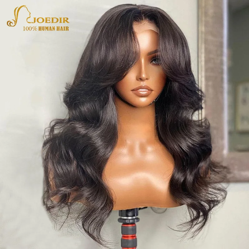 

Joedir Wavy 13x1 T Part Lace Front Human Hair Wig For Women Glueless Bob Brazilian Remy Hair 30inch Body Wave Middle Part Wigs
