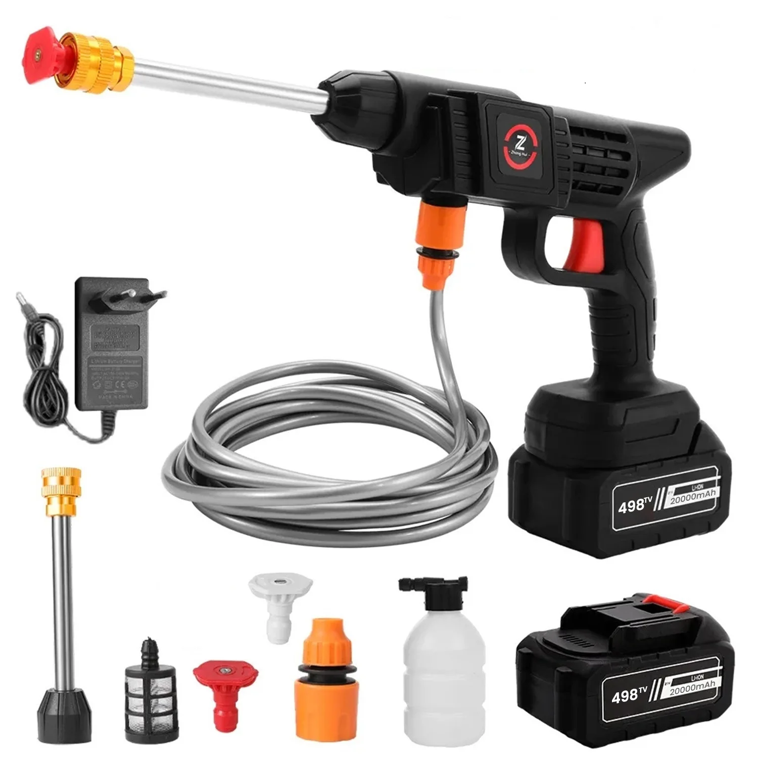Cordless High Pressure Car Wash Washer Gun Foam Generator Water Gun Spray Cleaner Portable Car Washing Machine 200W 50Bar high pressure washer gun electric water spray gun high pressure washer high pressure sprayer