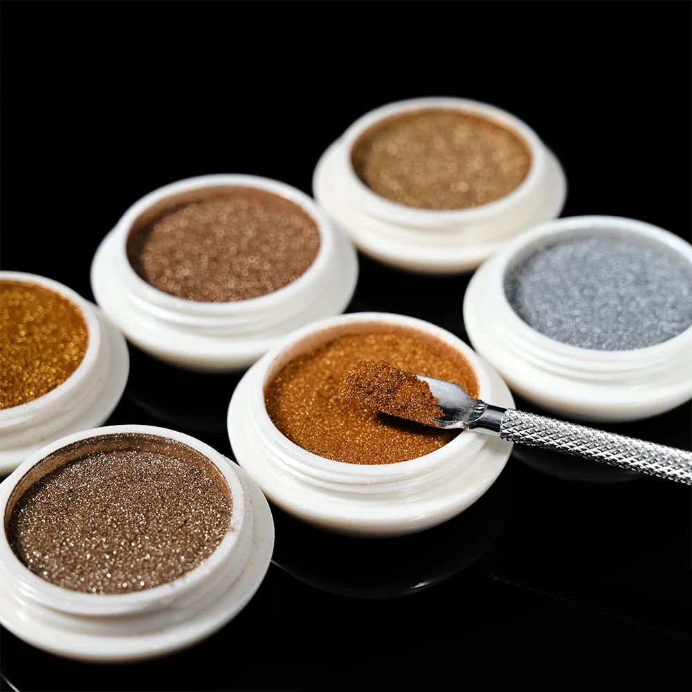 Mirror Metallic Chrome Nail Powder Pigment 6pcs/set Gold Silver Rubbing Dust Magic Mirror Effect Nail Pigment Holographic Chrome
