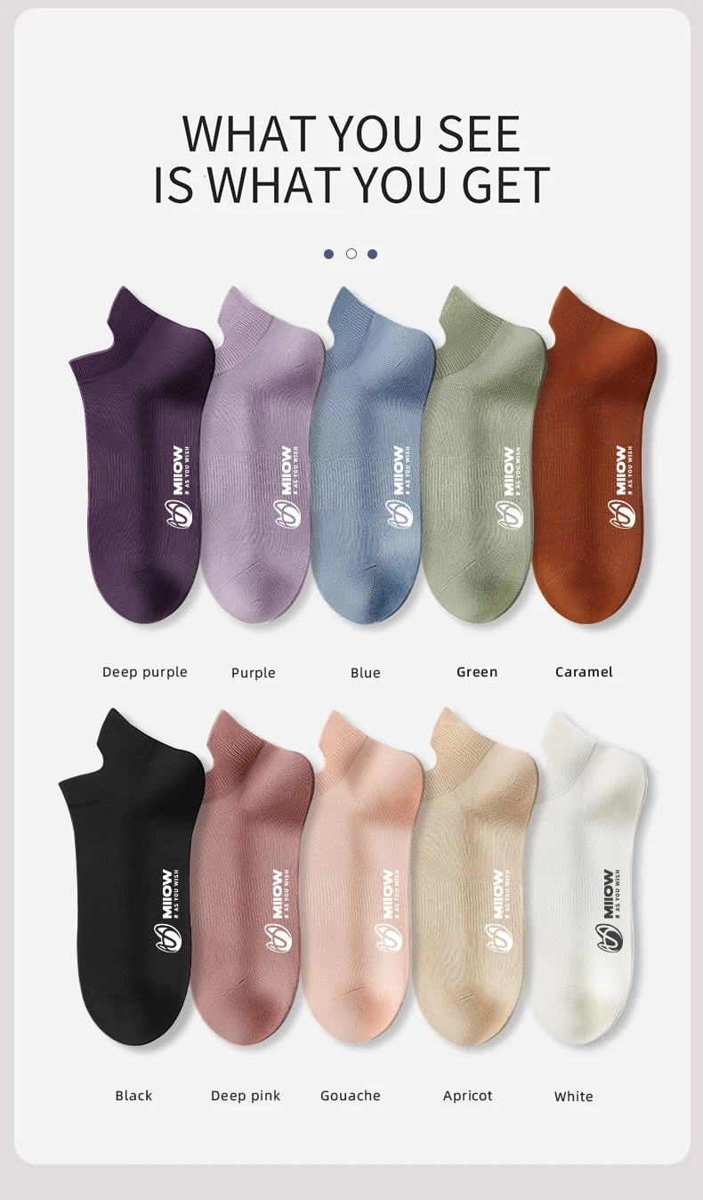 MIIOW 5 Pair Simple Women Socks Breathable Leisure Boat Sock Solid Color Socks Comfortable Cotton Deodorant Socks Anti-wear Feet 61 S138227e2486643e58b4743948ab7b3f4K