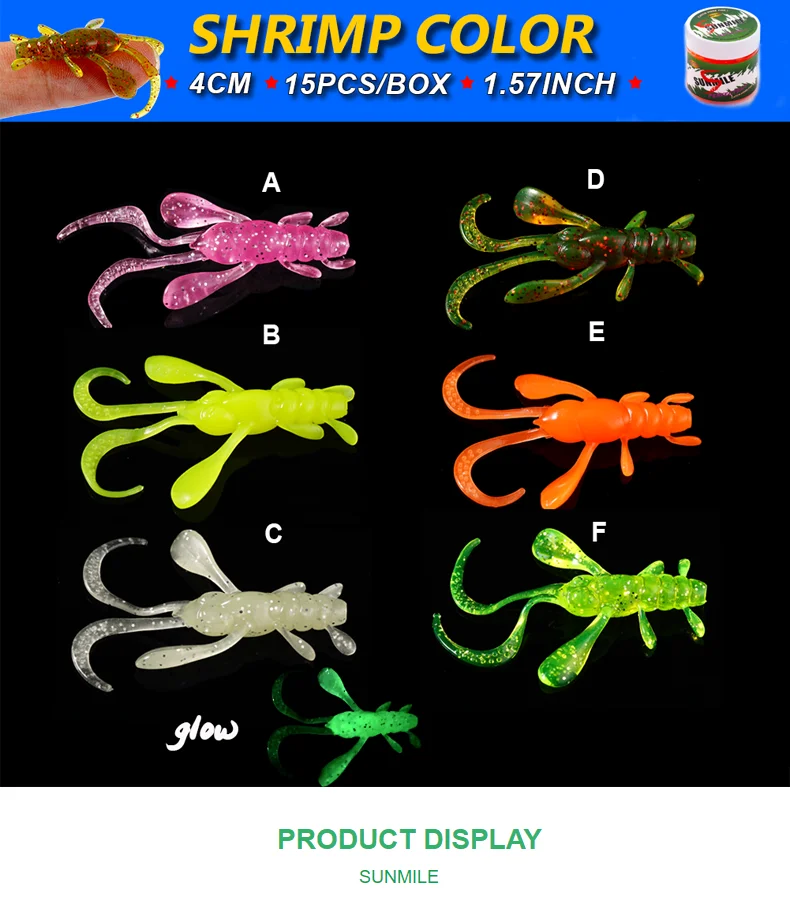 Description Picture 5 of itemSUNMILE Fishing Soft Bait Worm Artificial Baits 4cm/1g 20pcs Rock Fishing Shrimp baits Souple Lure Perch Trout Bass Lures