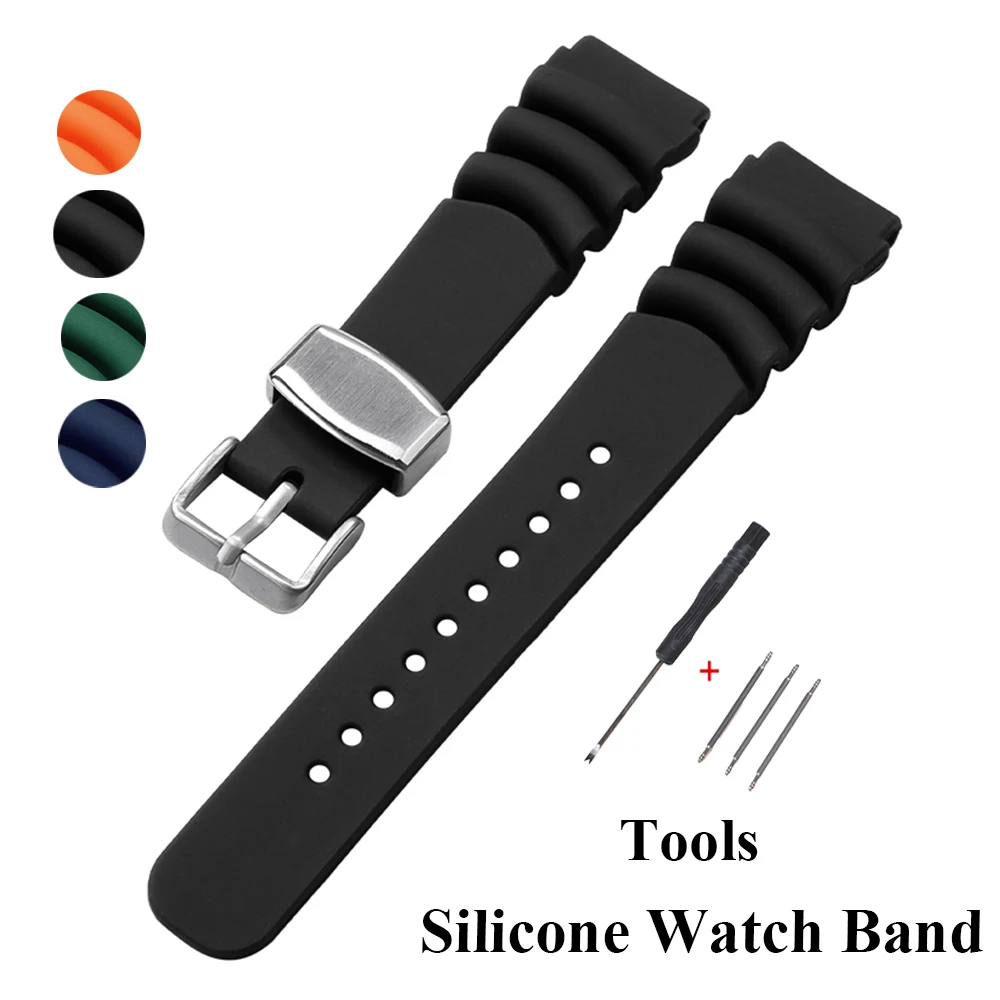 Silicone Sport Waterproof Watch Band - Unisex Replacement Strap 20mm/22mm
